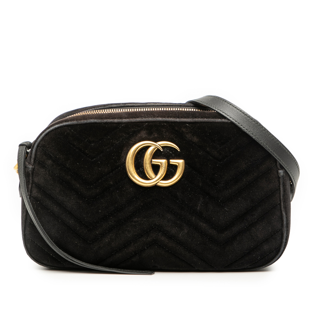 Pre-Loved Gucci Small GG Marmont Matelasse Velvet Crossbody - Picture 1 of 7